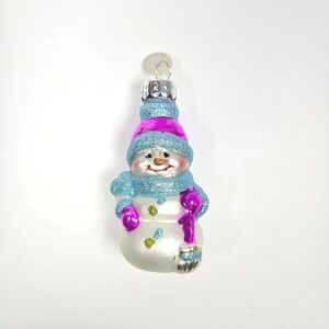 NICE Radko‎ Celebrations Snowman Glitter Sparkle Miniature Mini Ornament 2013 S1